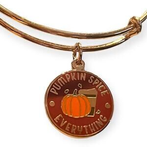 ALEX & ANI Fall Pumpkin Spice Everything Gold Tone Bangle Charm Bracelet Autumn